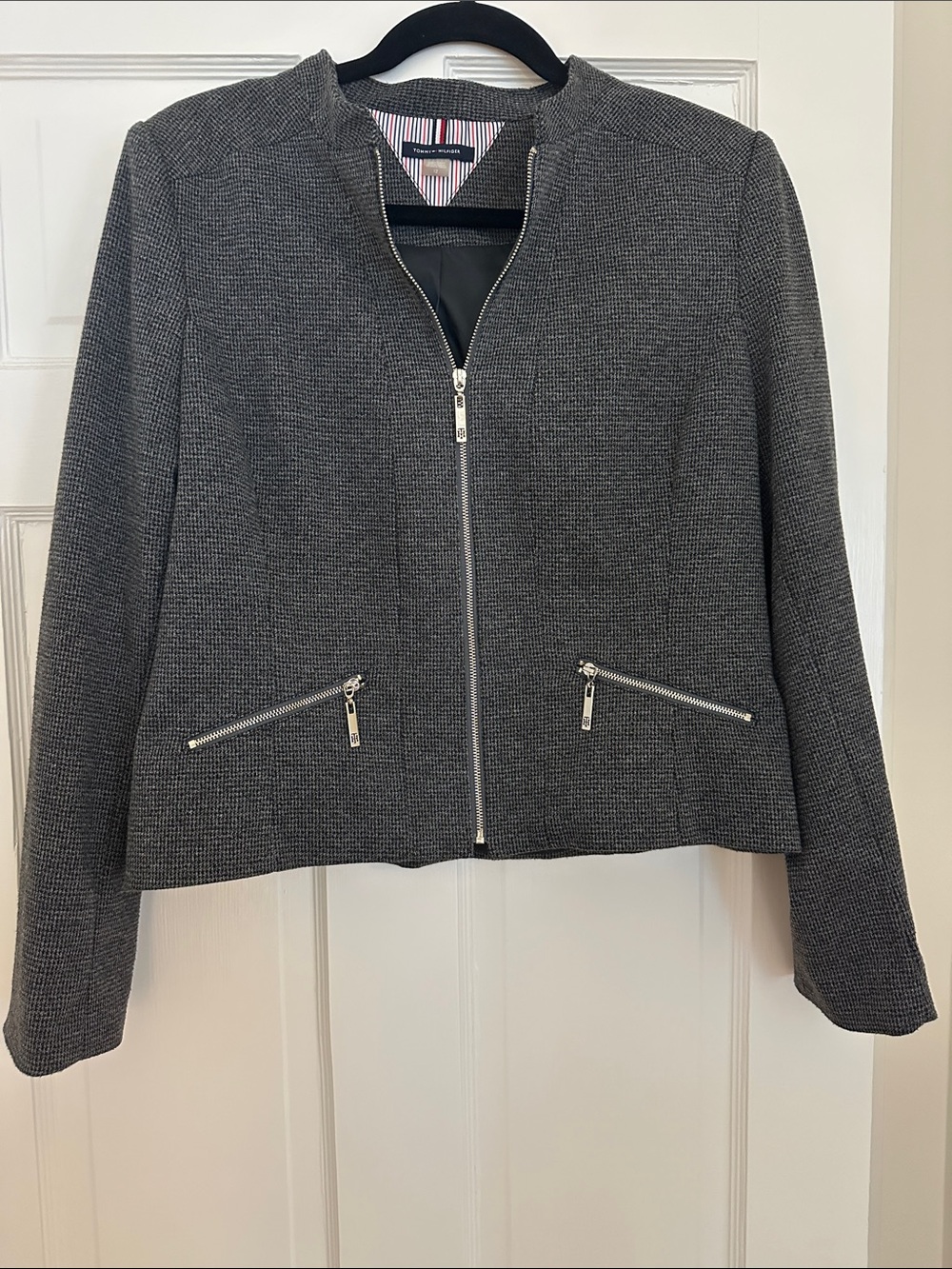 Tommy Hilfiger Charcoal Gray Zip-Front Blazer